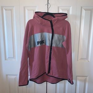 PINK zip up hoodie with thumb holes